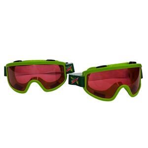 Lot of 2 Mountain Dew Promotional Ski / Snowboard Goggles Green with Red Lenses